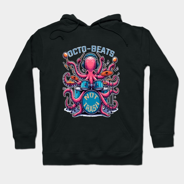 Octo Beats An Oceanic Rhythm, Drums Master Hoodie by maknatess